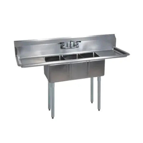 BK Resources BKS-3-1014-10-15T 60" 3 Compartment Sink 10"L x 14"W x 10"D