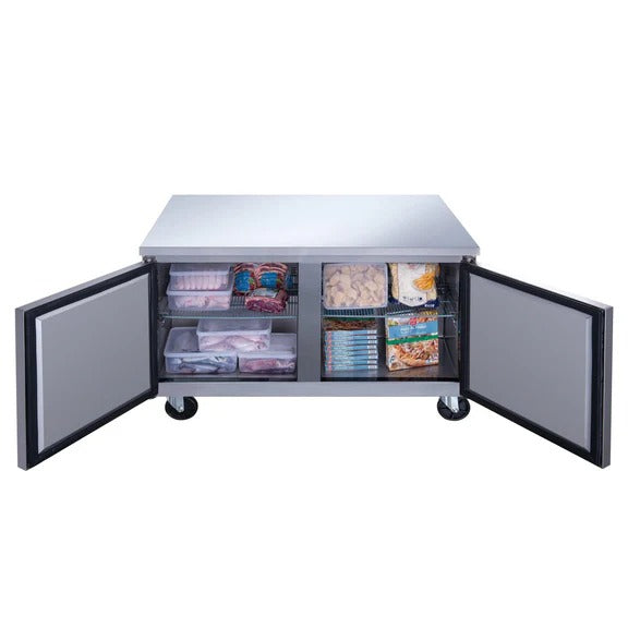Dukers DUC60F 60" Two Door Undercounter Commercial Freezer in Stainless Steel 15.53 Cu. Ft.