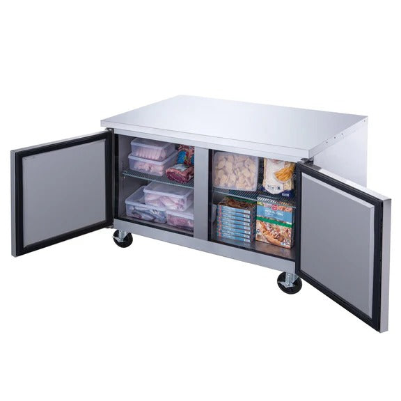 Dukers DUC60F 60" Two Door Undercounter Commercial Freezer in Stainless Steel 15.53 Cu. Ft.