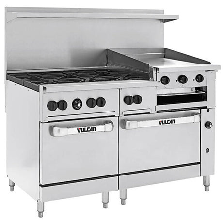 Vulcan  60SS-6B24GBN  60 Wide Natural Gas Range 6 Burners and 24 GriddleBroiler with 2 Standard Ovens