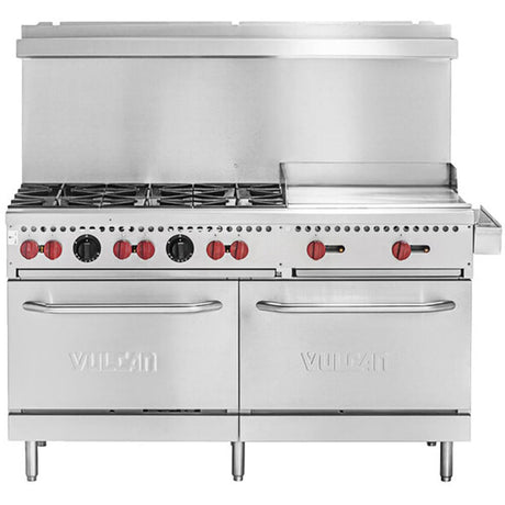 Vulcan SX60F-6B24GN SX Series 60 Natural Gas Range with 6 Burners 24 Griddle and Standard Oven