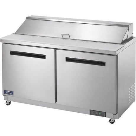 Arctic Air AMT60R 60" Refrigerated Mega Top Sandwich Prep Table with 2 Solid Door 15.5 Cu Ft - Kitchen Pro Restaurant Equipment
