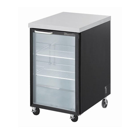 Blue Air BBB23-1BG-HC Black 1 Glass Door Refrigerated Back Bar Storage Cabinet - Kitchen Pro Restaurant Equipment