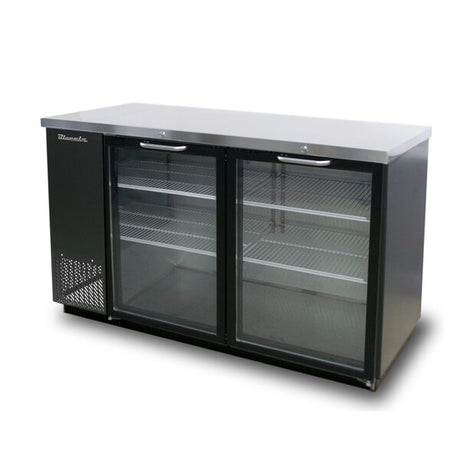 Blue Air BBB59-2BG-HC Black 2 Glass Door Refrigerated Back Bar Storage Cabinet - Kitchen Pro Restaurant Equipment
