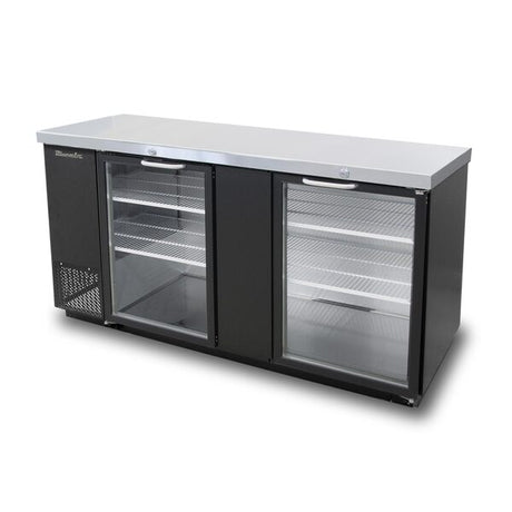 Blue Air BBB69-3BG-HC Black 2 Glass Door Refrigerated Back Bar Storage Cabinet - Kitchen Pro Restaurant Equipment