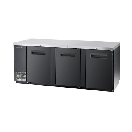 Blue Air BBB90-4B-HC Black 3 Solid Door Refrigerated Back Bar Storage Cabinet - Kitchen Pro Restaurant Equipment