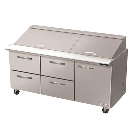 Blue Air BLMT72-D4LM-HC 72" Refrigerated Mega Top Sandwich Prep Table with 4 Left Drawers - 20.2 Cu Ft - Kitchen Pro Restaurant Equipment
