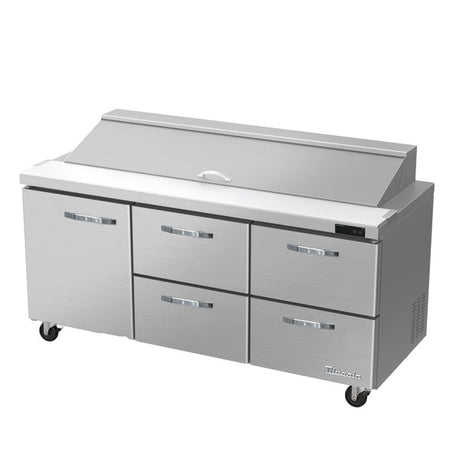 Blue Air BLPT72-D4RM-HC 72" Refrigerated Sandwich Prep Table with 4 Right Drawers 20.2 Cu Ft - Kitchen Pro Restaurant Equipment