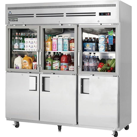Everest EGSH6 Reach-In Refrigerator 71 cu. ft. 6 Solid and Glass Half Doors - Kitchen Pro Restaurant Equipment