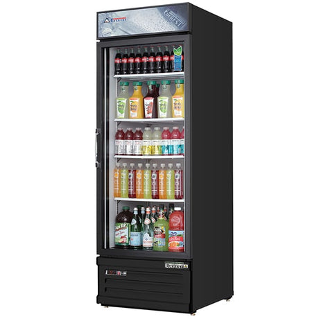 Everest EMGR10B Reach-In Merchandising Refrigerator 1 Glass Doors 10 Cu Ft Black - Kitchen Pro Restaurant Equipment