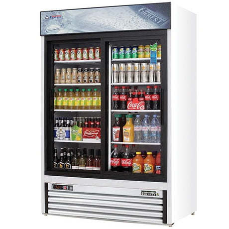 Everest EMGR48 Reach-In Merchandising Refrigerator 2 Sliding Glass Doors 48 cu.ft - Kitchen Pro Restaurant Equipment