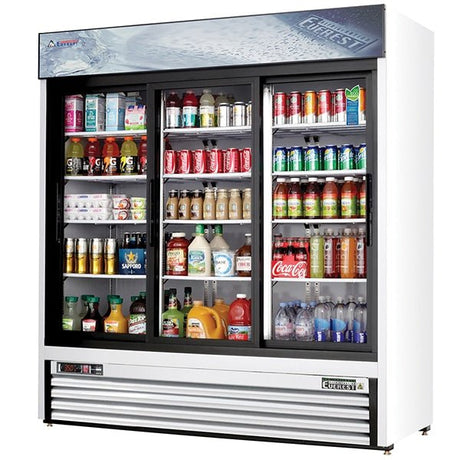 Everest EMGR69 Reach-In Merchandising Refrigerator 3 Glass Doors 69 cu.ft. - Kitchen Pro Restaurant Equipment