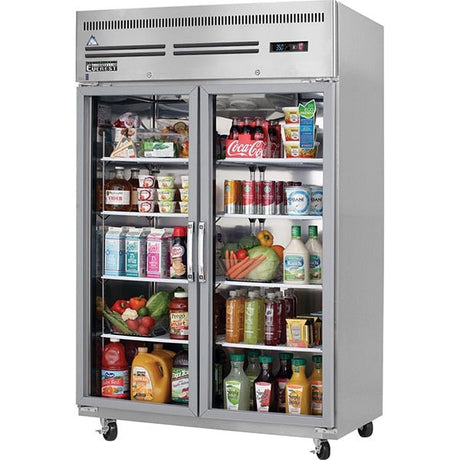 Everest ESGR2 Reach-In Refrigerator 48 cu. ft. 2 Glass Doors Blizzard R290 Refrigeration System - Kitchen Pro Restaurant Equipment
