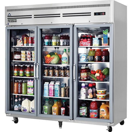 Everest ESGR3A Reach-In Refrigerator 71 cu.ft. 3 Glass Doors Blizzard R290 Refrigeration System - Kitchen Pro Restaurant Equipment