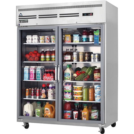 Everest ESGWR2 Reach-In Refrigerator 55 cu. ft. 2 Glass Doors Blizzard R290 Refrigeration System - Kitchen Pro Restaurant Equipment