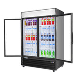 Frigos FG-MR-2D-G 54" Black Swing Glass 2 Door Merchandiser Refrigerator with LED Lighting - Kitchen Pro Restaurant Equipment