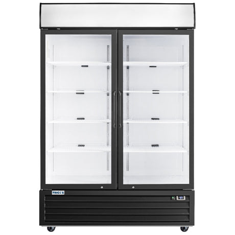 Frigos FG-MR-2D-G 54" Black Swing Glass 2 Door Merchandiser Refrigerator with LED Lighting - Kitchen Pro Restaurant Equipment