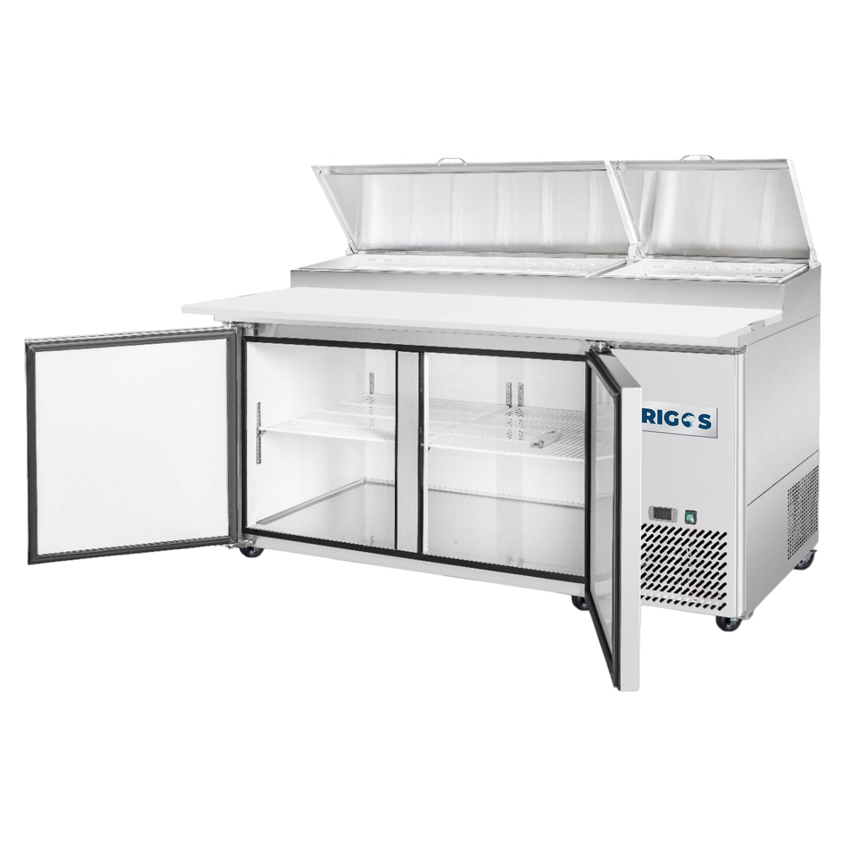 Frigos FG-PZPT-67 67" 2 Door Refrigerated Pizza Prep Table - Kitchen Pro Restaurant Equipment