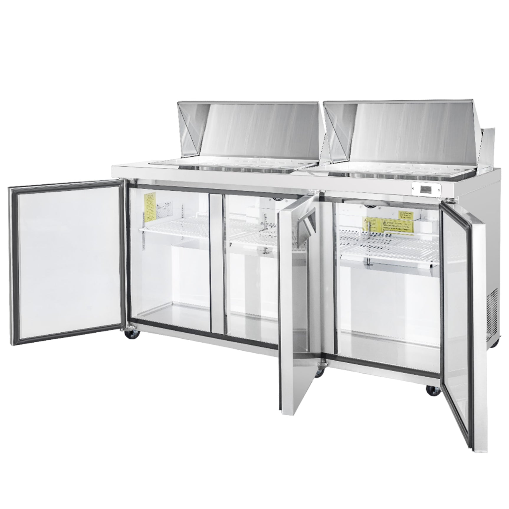 Frigos FG-SWPT-72-MT 72" 3 Door Mega Top Refrigerated Sandwich Prep Table - Kitchen Pro Restaurant Equipment