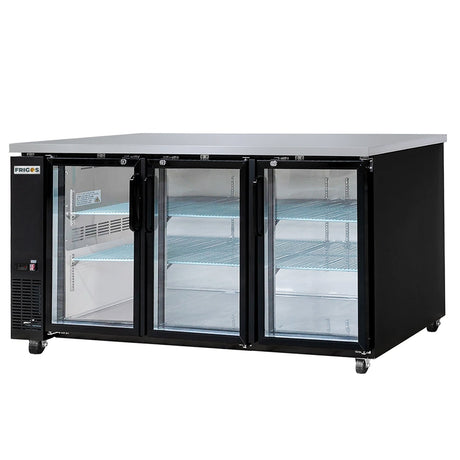 Frigos Premium FGP-BB-72G 72.8” Back Bar Refrigerator (3) Glass Door – 19.6 Cu Ft - Kitchen Pro Restaurant Equipment
