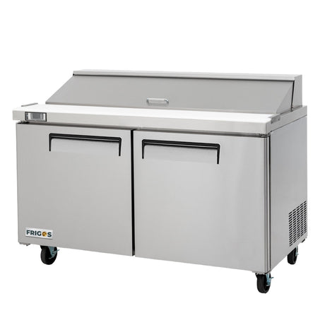 Frigos Premium FGP-SL-2D/60 60.2” 2-Door Refrigerated Sandwich Prep Table – 18.2 Cu Ft - Kitchen Pro Restaurant Equipment