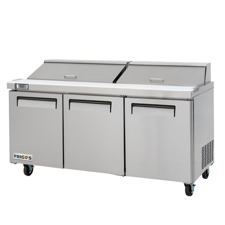 Frigos Premium FGP-SL-3D 72.7” 3-Door Refrigerated Sandwich Prep Table – 24.5 Cu Ft - Kitchen Pro Restaurant Equipment