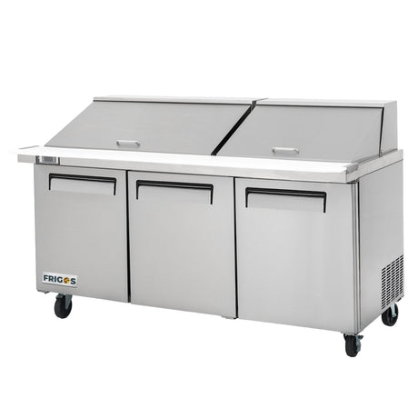 Frigos Premium FGP-SLM-3D 72.7” 3-Door Refrigerated Sandwich Prep Table – 24.5 Cu Ft - Kitchen Pro Restaurant Equipment