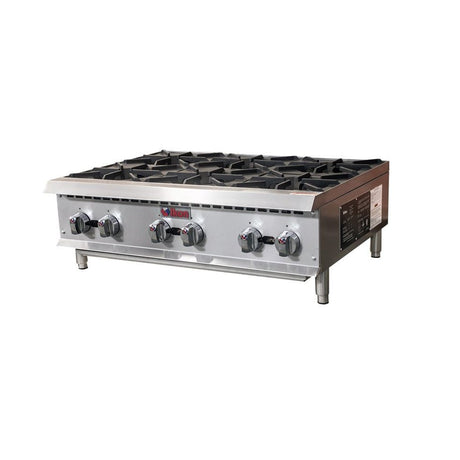 IKON IHP-6-36 36" 6 Burner Gas Countertop Hot Plates - 150K BTU - Kitchen Pro Restaurant Equipment