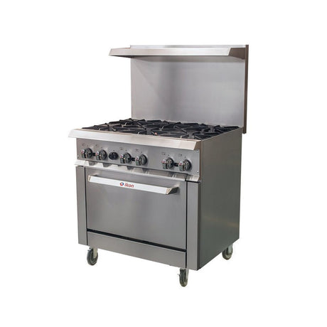 IKON IR-6-36 Gas 6 Burner 36" Range with Standard Oven - 180K BTU - Kitchen Pro Restaurant Equipment