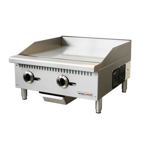 Inferno Blaze IB-CTG-24M 24” Wide Countertop Commercial Griddle with Manual Controls - Kitchen Pro Restaurant Equipment