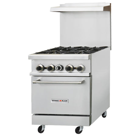 Inferno Blaze IB-GR-24 24” wide, 4 Burner Range, 1 Oven - Kitchen Pro Restaurant Equipment