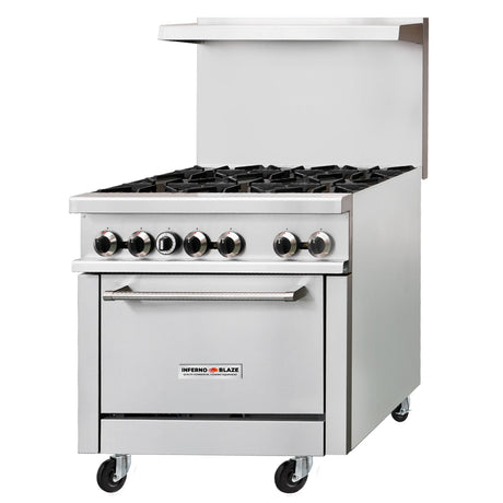 Inferno Blaze IB-GR-36 36” wide, 6 Burner Range, 1 Oven - Kitchen Pro Restaurant Equipment