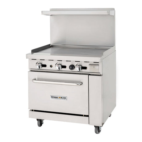 Inferno Blaze Premium IBP-GR-36G/NG 36" Natural Gas Range Griddle with Oven - 102,000 BTU - Kitchen Pro Restaurant Equipment