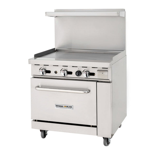 Inferno Blaze Premium IBP-GR-36G/NG 36" Natural Gas Range Griddle with Oven - 102,000 BTU - Kitchen Pro Restaurant Equipment