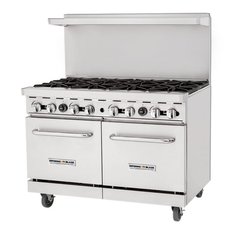 Inferno Blaze Premium IBP-GR-48/LP 48" 8 Burner Liquid Propane Range with 2 Standard Ovens - 211,000 BTU - Kitchen Pro Restaurant Equipment