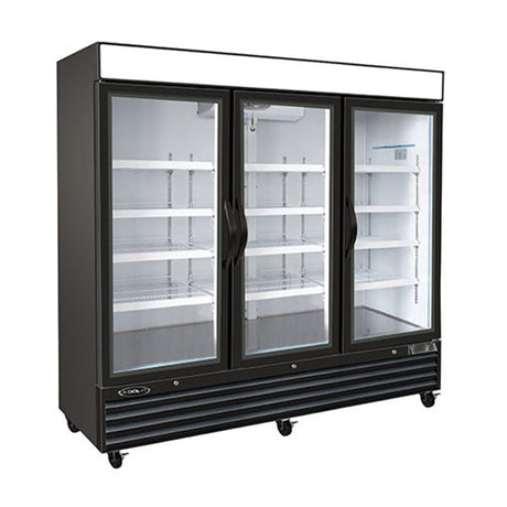 Kool-It KGF-72-DV 81" Black Swing Glass Door Merchandiser Freezer - Kitchen Pro Restaurant Equipment