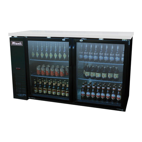 Migali C-BB60G-HC 60.8” Refrigerated Back Bar Cabinet (2) Hinged Glass Doors 15.8 Cu Ft - Kitchen Pro Restaurant Equipment