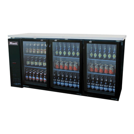 Migali C-BB72G-HC 72.8” Back Bar Refrigerator (3) Glass Door – 19.6 Cu Ft - Kitchen Pro Restaurant Equipment