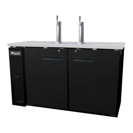 Migali C-DD60-2-HC (2) Single Draft Towers 60.8" Beer Dispenser (2) 1/2 Keg Capacity - Kitchen Pro Restaurant Equipment