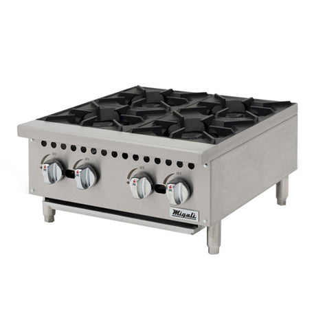 Migali C-HP-4-24 (4) Burner Gas Countertop Range / Hot Plate – 100,000 BTU - Kitchen Pro Restaurant Equipment