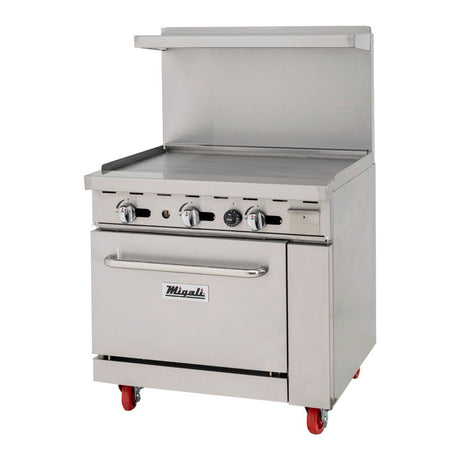 Migali C-RO-36G-LP 36" Liquid Propane Range Griddle with Oven - 102,000 BTU - Kitchen Pro Restaurant Equipment