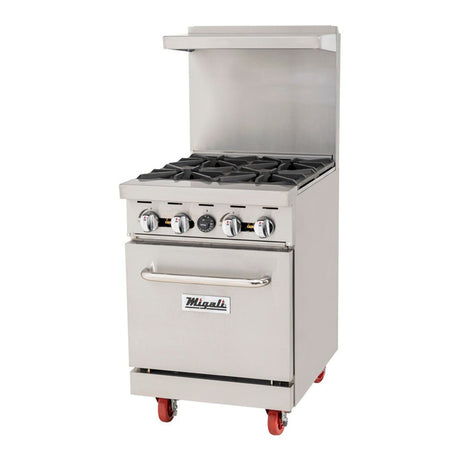 Migali C-RO4-LP 24" Liquid Propane 4 Burner Range with Oven - 116,000 BTU - Kitchen Pro Restaurant Equipment