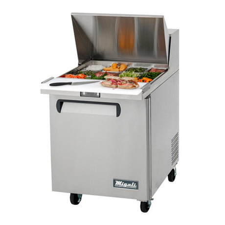 Migali C-SP27-12BT-HC 27.5" (1) Solid Door Refrigerated Big Top Sandwich Prep Table – 6.5 Cu Ft - Kitchen Pro Restaurant Equipment