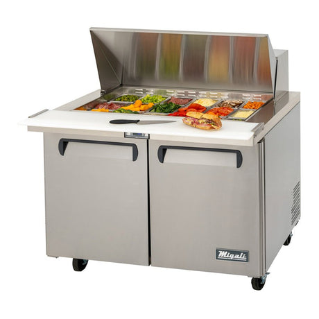 Migali C-SP48-18BT-HC 48" Mega Top Bain Marie Sandwich Prep Refrigerator - 18 Pan - Kitchen Pro Restaurant Equipment