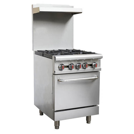 Omcan 46024 Natural Gas 4 Burner 24" Range with Standard Oven - 151,000 BTU - Kitchen Pro Restaurant Equipment