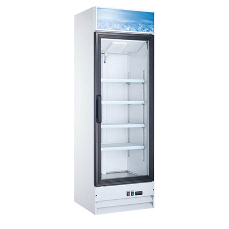 Omcan 50035 26" White Swing Glass Door Merchandiser Refrigerator - 14 Cu Ft - Kitchen Pro Restaurant Equipment