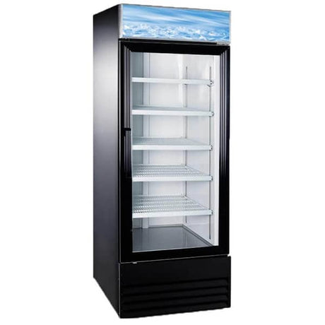 Omcan 50037 28" Black Swing Glass Door Merchandiser Refrigerator - 23 Cu Ft - Kitchen Pro Restaurant Equipment