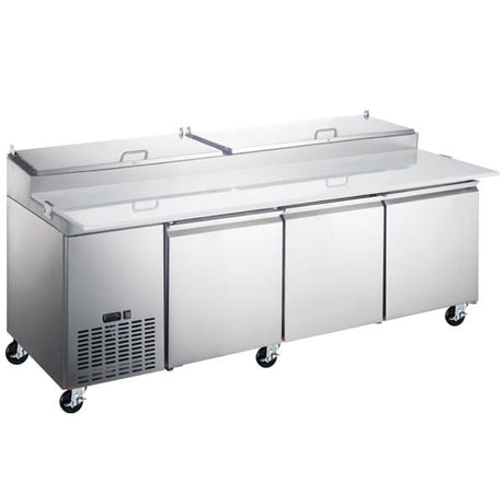 Omcan 50044 92" Refrigerated Pizza Prep Table 3 Door - Kitchen Pro Restaurant Equipment