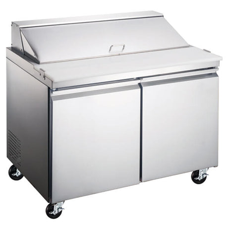 Omcan 50050 47" 2 Door Mega Top Refrigerated Sandwich Prep Table - 9.5 Cu Ft - Kitchen Pro Restaurant Equipment