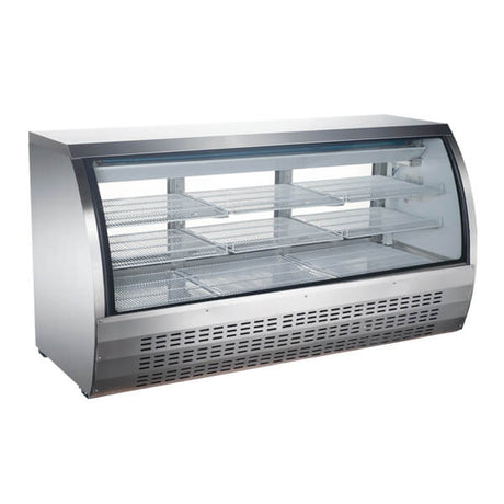 Omcan 50080 82" White Curved Glass Refrigerated Deli Case - Kitchen Pro Restaurant Equipment